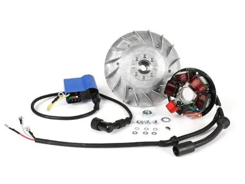 Accensione elettronica BGM PRO Touring 12 V con volano da 1.600 g, specifica per Vespa PK XL, PK XL2, HP3 e HP4 con impianto e cono compatibili.