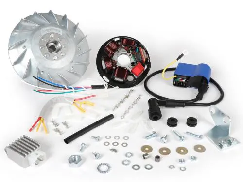 Kit BGM PRO Touring BGM666PXA2: conversione elettronica 12 V per P125X, P150X e P200E 1977-1983 con frecce, regolatore e senza batteria.