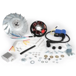 Kit BGM PRO Touring BGM666PXA2: conversione elettronica 12 V per P125X, P150X e P200E 1977-1983 con frecce, regolatore e senza batteria.