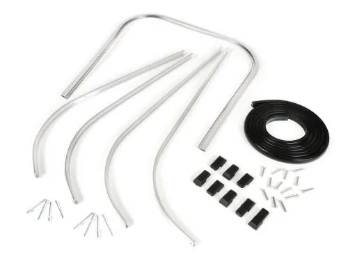 Kit BGM Original con bordo scudo argento in plastica e strisce pedana per Vespa PK S, PK S Lusso, PK SS e PK ETS compatibili.