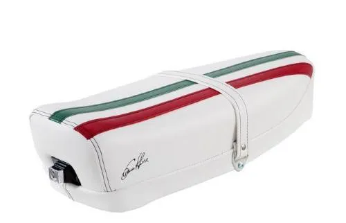 Sella biposto a molle bianca con tricolore, bandiera Italia, Vespa 50, ET3, Primavera