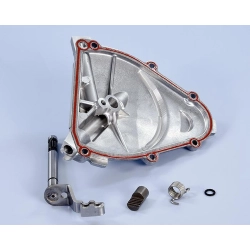 Coperchio frizione Polini per Vespa PK 50 e 125: attuatore a cremagliera, corpo nervato in alluminio, leva con molla inox e guarnizione inclusa.