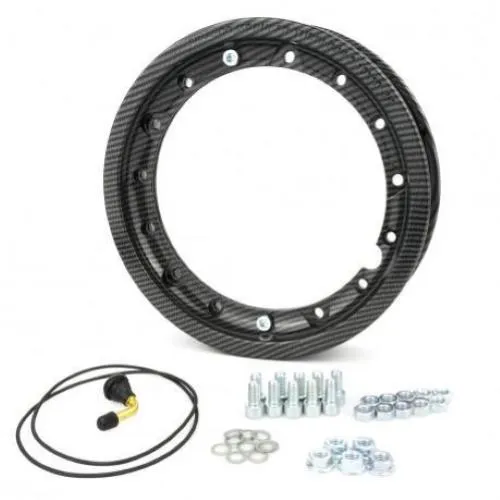 Llanta tubeless desmontable de aleación Pinasco canal 2,10x10" aspecto carbono homologada TUV para Vespa PX - 50 - Primavera - ET3