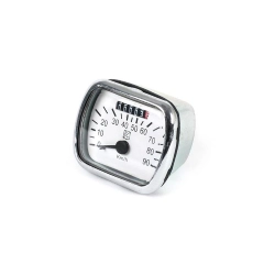 Speedometer with 90 km/h scale, black/white background for Vespa V30-V33, VM, VN, VL1-VL3