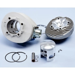 Kit Polini 210 in alluminio per Vespa PE, PX e Cosa 200 2T: alesaggio 68,5 mm, corsa 57 mm, testa, pistone bifascia e flangia avvitata.