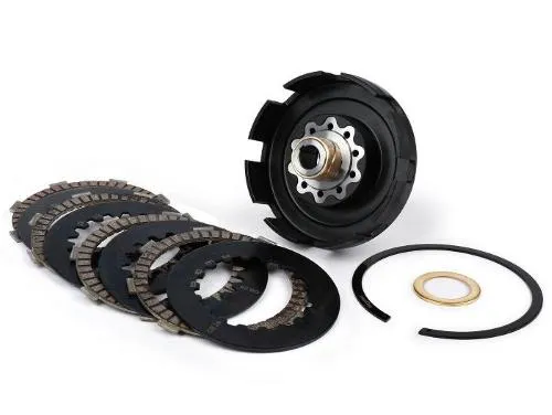 Set frizione BGM PRO Superstrong 2.0 Sport CR80 Ultralube per Vespa PX, tipo Cosa2/FL, con dischi Sport Alu CR80 e senza pignone.