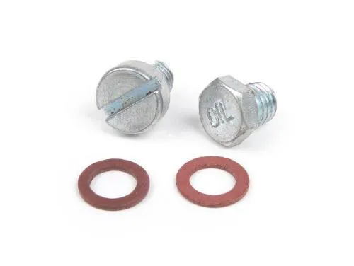 Kit tappi carico e scarico olio M8 x 8mm Vespa PX, T5 125cc, Cosa, Rally180 (VSD1T), Rally200 (VSE1T), Sprint150 (VLB1T), TS125 (VNL3T), GT125 (VNL2T), GTR125 (VNL2T), GL150 (VLA1T), Super, SS180 (VSC1T), GS160 / GS4 (VSB1T), VNA, VNB, VBA, VBB