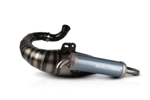 Malossi Vespa Racing MHR 3219555 per PX 125/150 2T: acciaio da 0,8 mm, silenziatore Nitro blue e fissaggio su silentblock. Solo competizione.