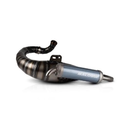 Malossi Vespa Racing MHR 3219555 per PX 125/150 2T: acciaio da 0,8 mm, silenziatore Nitro blue e fissaggio su silentblock. Solo competizione.