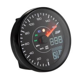 SIP TACHO KARACHO per Vespa PX: tachimetro e contagiri analogico-digitale, scala 160 km/h e 16.000 giri/min, quadrante nero e 12 V AC/DC.