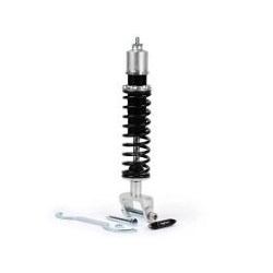 Amortiguador trasero negro/plateado BGM PRO SC/R1 SPORT, 330 mm - Vespa PX80, PX125, PX150, PX200, T5 125cc, Rally180 (VSD1T), Rally200 (VSE1T), Sprint150 (VLB1T), TS125 (VNL3T), GT125 (VNL2T), GTR15 (VNL2T), V50, PV, ET3