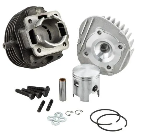 Cilindro POLINI by SIP 75 cc per Vespa 50 1° Serie Ø 47,0mm, ghisa , 6 travasi, corsa 43mm, 2 fasce con testa, modificato per il montaggio su V50 1° series