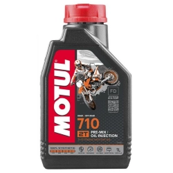 MOTUL 710 2T 1 litro, MPN 104034: olio 100% sintetico con estere, API TC, ISO-L-EGD e JASO FD per miscela o lubrificazione separata.