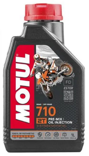 MOTUL 710 2T 1 litro 104034: olio completamente sintetico con tecnologia estere, API TC, ISO-L-EGD e JASO FD, per premiscela o miscelatore.