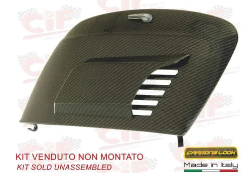 kit sportello vano motore + convogliatore aria supplementare completo di viti e rondelle " carbon look "