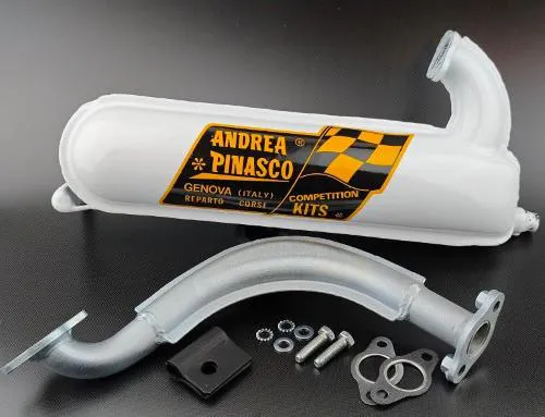 Marmitta Pinasco Bianca 26561796 con precamera risuonatrice e rivestimento ceramico bianco per Vespa 125 Primavera ed ET3.