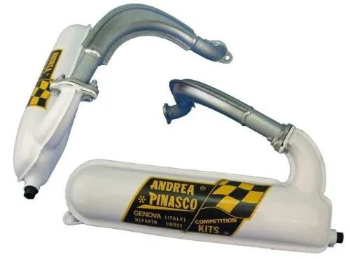 Marmitta Pinasco Bianca 26561796 con precamera risuonatrice e rivestimento ceramico bianco per Vespa 125 Primavera ed ET3.