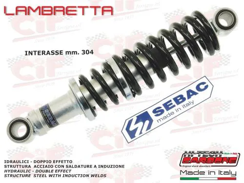 AMMORTIZZATORE POSTERIORE "SEBAC BY HITECH CARBONE" LAMBRETTA LI 3^SERIE