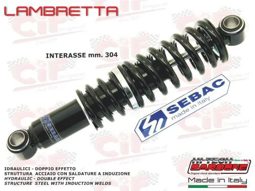 AMMORTIZZATORE POSTERIORE "SEBAC BY HITECH CARBONE" LAMBRETTA LI 3^SERIE