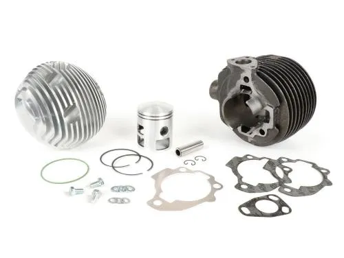 Gruppo termico BGM PRO 150 cc per Vespa Wideframe 1953-1959: ghisa, alesaggio e corsa 57 mm, tre travasi, due fasce e testa CNC inclusa.