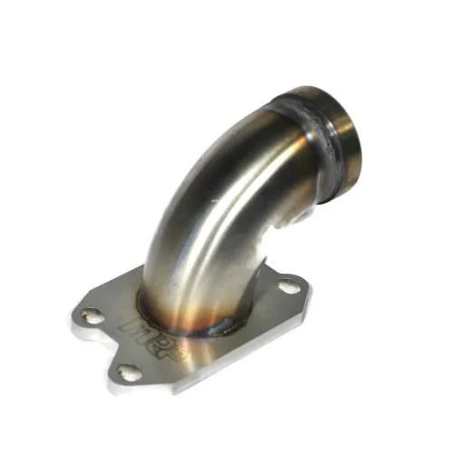 Raccordo MRP650 in acciaio inox per scatola lamellare Malossi originale VR-One: interno 38 mm, esterno 45 mm, manicotto da 45 mm.