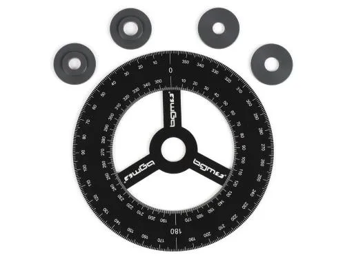 Disco graduato BGM PRO BGM8809 in alluminio anodizzato nero per misurare fasature e anticipo dei motori 2T, con spessori da 10 e 12 mm.