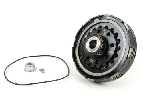 BGM PRO BGM6522TOU: frizione Superstrong 2.0 Touring Ultralube con pignone Z22 per primaria 64-65 denti di Vespa PX 200 e Rally 200.