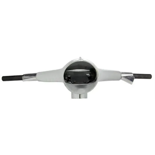 Manubrio SERIE PRO 13806550 per Vespa 160 GS VSB1T 1962-1964, fornito con tubi comando gas e cambio; ricambio grezzo di qualità B da controllare e rifinire prima della verniciatura.